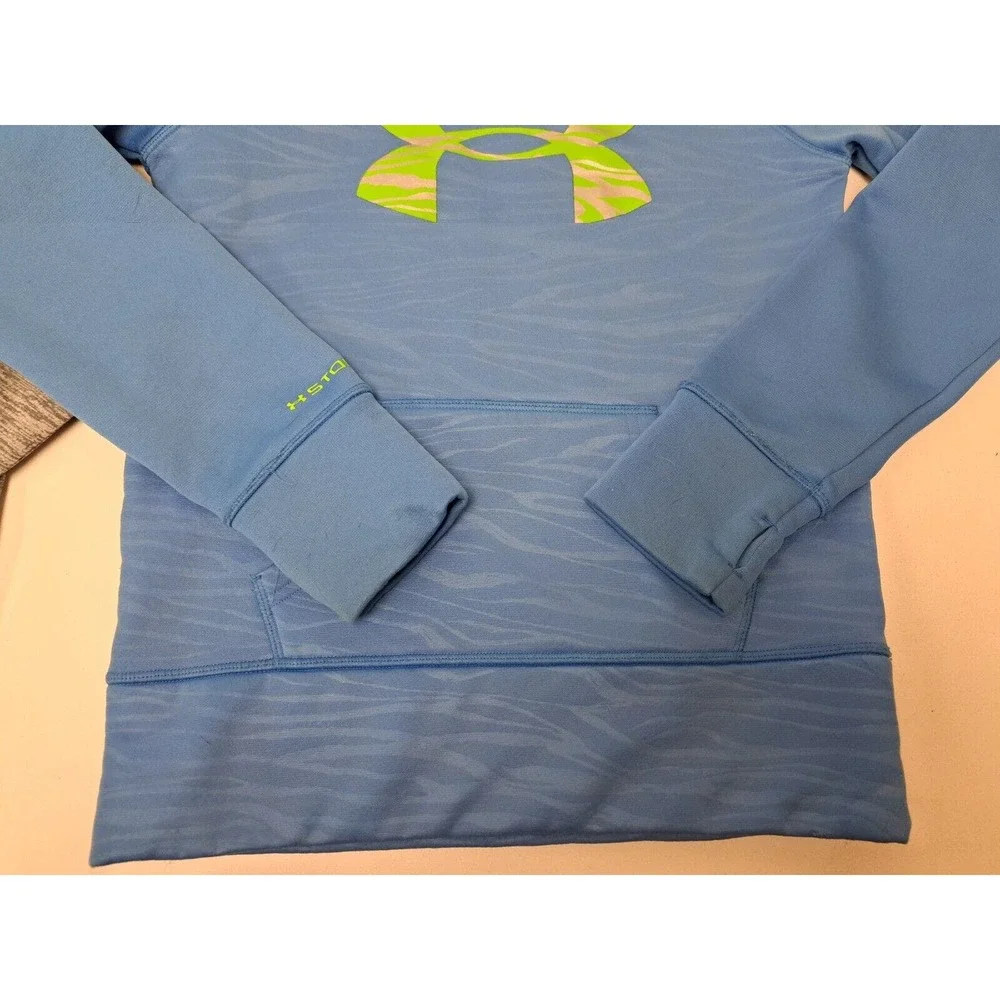 Lot of 2 Under Armour Hoodie Sweatshirt Loose Cold Gear Blue Grey Youth Medium
